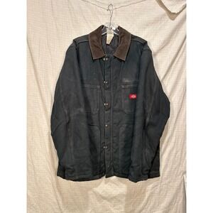 Dickies Mens Black Duck Canvas Chore Coat Corduroy Collar Size Measured #2176